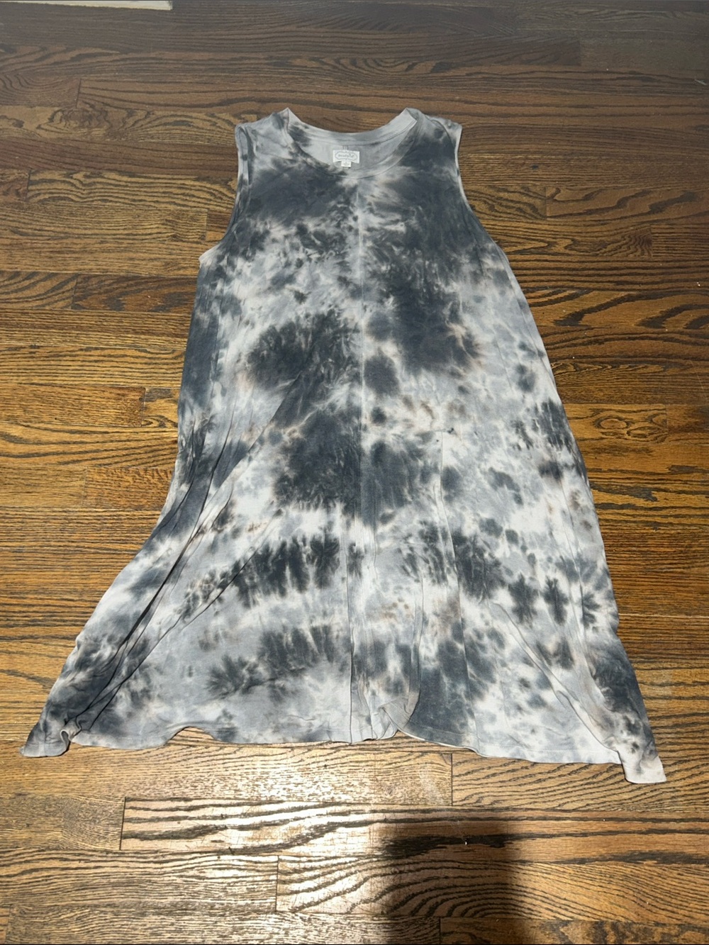 Mud Pie Tie-Dye Sleeveless A-Line Dress in Black and White